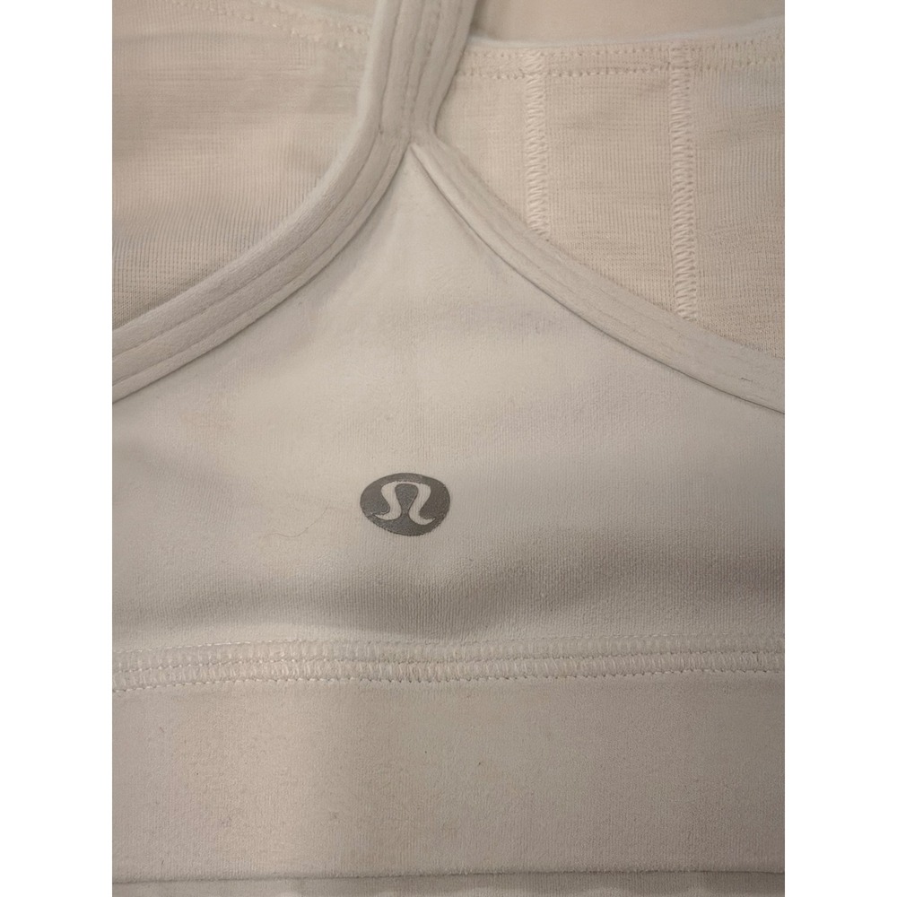 Lululemon Flow Y Bra White Size 10 Strappy Racerback Yoga - Picture 9 of 16